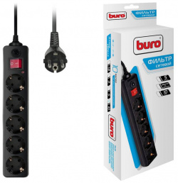 Сетевой фильтр Buro 500SH 10 B 10м  5 розеток черный Длина кабеля: м