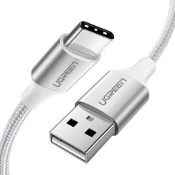 Кабель UGREEN USB A 2 0 to C Cable Nickel Plating Aluminum Braid 25m US288 White (60129) 
