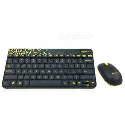 Комплект мыши и клавиатуры Logitech MK240 черный/жёлтый (920 008213) 