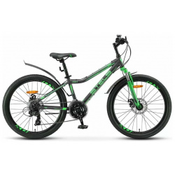 Велосипед для подростков STELS Navigator 410 MD 24 21 SP V010 Чёрный/зелёный (LU091556*LU082934*12) 