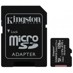Карта памяти 128Gb  Kingston Micro Secure Digital HC Class10 UHS I Canvas Select SDCS2/128GB с переходником под SD