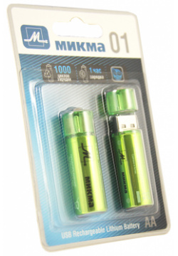 Аккумулятор AA  Микма 01 1000mAh USB Rechargeable Lithium Battery (2 штуки) C182 26314