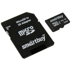 Карта памяти 32Gb  SmartBuy MicroSD Class 10 Pro UHS I U3 SB32GBSDCL10U3L 01 с адаптером SD Сlass