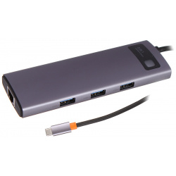 Хаб USB Baseus Metal Gleam Series 8 in 1 Multifunctional Type C HUB Docking Station Grey CAHUB CV0G 