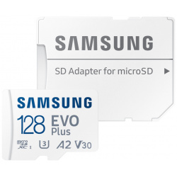 Карта памяти 128Gb  Samsung Micro Secure Digital XC Evo Plus UHS I U3 MB MC128KA с переходником под SD MC128KA/RU