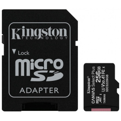 Карта памяти 256Gb  Kingston Canvas Select Plus Micro Secure Digital XC UHS I Class U3 V30 A1 SDCS2/256GB с переходником под SD