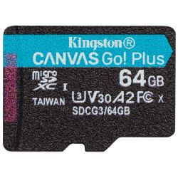 Карта памяти 64Gb  Kingston MicroSDHC 170R A2 U3 V30 Canvas Go Plus SDCG3/64GBSP