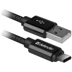 Аксессуар Defender USB09 03T Pro USB2 0 AM  Type C 1 0m 2 1A Black 87814