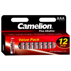 Батарейка ААА  Camelion Plus Alkaline LR03 HP12 (12 штук)