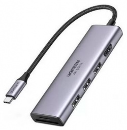 Хаб USB Ugreen CM511 C  HDMI + 3xUSB A PD Grey 15597