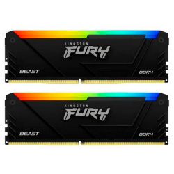 Модуль памяти Kingston FURY Beast Black RGB DDR4 DIMM 3200MHz PC 25600 CL16  16Gb Kit (2x8Gb) KF432C16BB2AK2/16