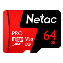 Карта памяти 64Gb  Netac P500 Extreme Pro MicroSDXC Class 10 A1 V30 NT02P500PRO 064G S