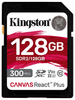 Карта памяти 128Gb  Kingston SDXC UHS II 300R/260W U3 V90 Canvas React Plus SDR2/128GB
