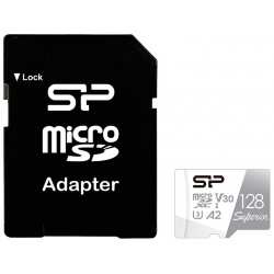 Карта памяти 128Gb  Silicon Power MicroSD Class 10 Superior SP128GBSTXDA2V20SP с адаптером SD