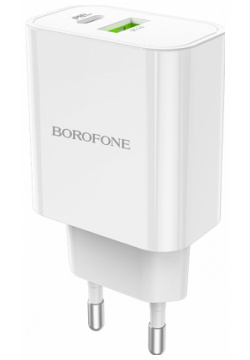 Зарядное устройство Borofone BA55A Crown 1xUSB PD20W + QC 3 0 White 6931474742803 