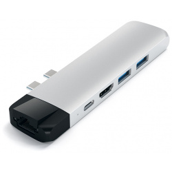 Хаб USB Satechi Aluminum Pro Hub With Ethernet для 2016/2017 MacBook 13/15 Silver ST TCPHES 