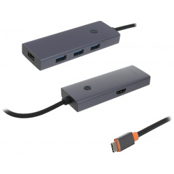 Хаб USB Baseus OS Flite Series 5 Port Type C  HDMI + 4xUSB 3 0 Space Grey B00052809813