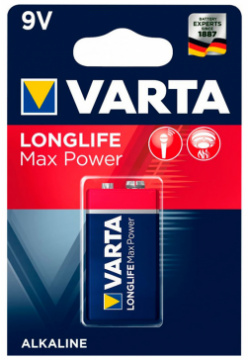Батарейка Крона  Varta Longlife Max Power 6LR61 Alkaline 9V (1 штука) 4722101401