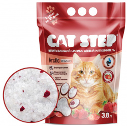 Cat Step Arctic Strawberry наполнитель силикагелевый впитывающий с ароматом клубники (1 6 кг  3 8 л )