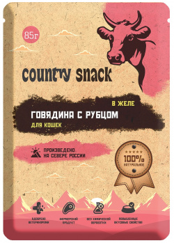 Country snack пауч для кошек (в желе) (Говядина и рубец  85 г ) snaсk