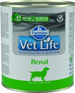 Vet Life Dog Renal консервы для собак прихронической и почечной недостаточности (Курица  300 г ) Farmina
