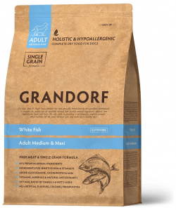 Grandorf White Fish корм для взрослых собак средних и крупных пород (Белая рыба  3 кг )
