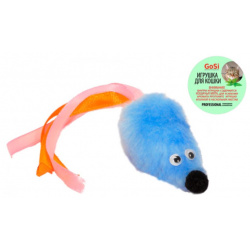 GoSi игрушка "Мышь с мятой и хвостом из лент" для кошек (Голубой) 