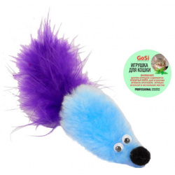 GoSi игрушка "Мышь с мятой и хвостом перо" для кошек (Голубой ) 