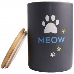 Mr Kranch бокс керамический для хранения корма кошек MEOW (1 9 л  Черный)