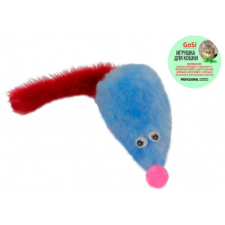 GoSi игрушка "Мышь с мятой и хвостом из норки" для кошек (Голубой) 