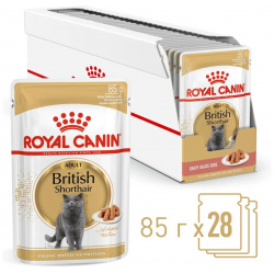 Royal Canin British Shorthair Adult пауч для кошек британской породы (кусочки в соусе) (Мясо  85 г упаковка 28 шт)