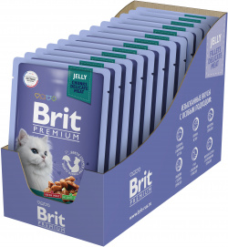 Brit Premium пауч для стерилизованных кошек и котов (кусочки в желе) (Утка с яблоками  85 г упаковка 14 шт)