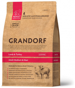 Grandorf Lamb & Turkey Medium&Maxi корм для взрослых собак средних и крупных пород (Ягненок индейка  10 кг )