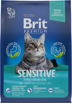 Brit Premium Cat Sensitive для взрослых кошек с чувствительным пищеварением (Ягненок  400 г )