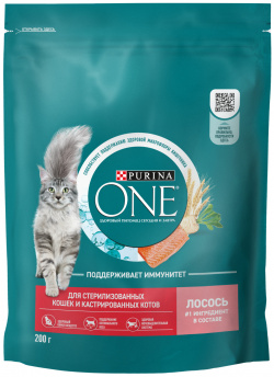 Purina One корм для кастрированных котов и стерилизованных кошек (Лосось  200 г )