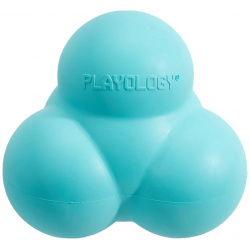 Playology Squeaky Bounce Ball жевательный тройной мяч с пищалкой и ароматом арахиса (Голубой) 