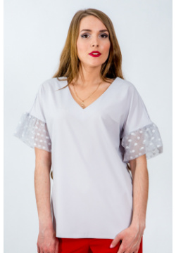 Блуза Belirini 306233 Женственная свободного силуэта из однотонной ткани