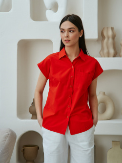 Блузка Remix 418741 Рубашка из смесового хлопка красного цвета