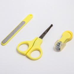 Детский маникюрный набор  3 предмета: ножницы пилка книпсер от 0 мес цвет желтый Крошка Я 460240