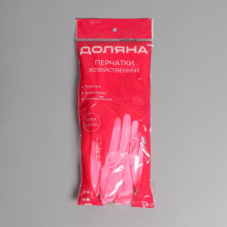 Перчатки хозяйственные резиновые доляна  с подкладом размер l 90 гр цвет розовый 465635