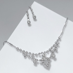Набор 2 предмета: серьги  колье wedding цвет белый в серебре 45 см Queen fair 501125