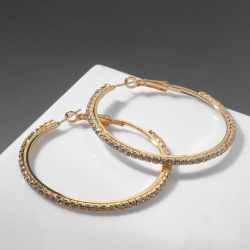 Серьги кольца princess дорожка  цвет белый в золоте d=4 5 см Queen fair 501592 С