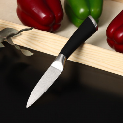Нож для овощей кухонный доляна venus  лезвие 9 см цвет черный 508844