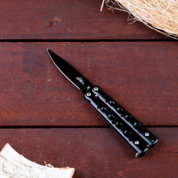 Нож бабочка Мастер К 512715 Серебро 15 7см  клинок 69мм/1мм черный