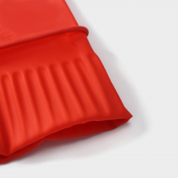 Перчатки хозяйственные латексные доляна  размер s длинные манжеты цвет красный 510433
