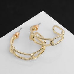 Серьги кольца Queen fair 611159 «Цепи» вытянутые  цвет золото