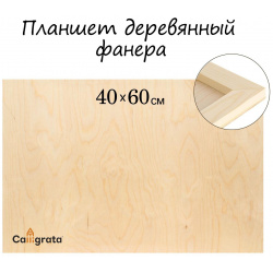 Планшет деревянный 40 х 60 2 см  фанера (для рисования эпоксидной смолой) Calligrata 764845
