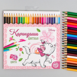 Цветные карандаши  24 цвета шестигранные коты аристократы Disney 790552