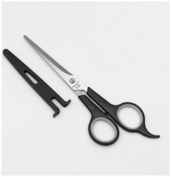 Ножницы парикмахерские с упором  в чехле лезвие — 7 см цвет черный/серебристый Queen fair 817712