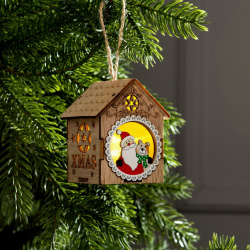 Ёлочная игрушка Luazon Lighting 841135 «Домик с Дедом Морозом и